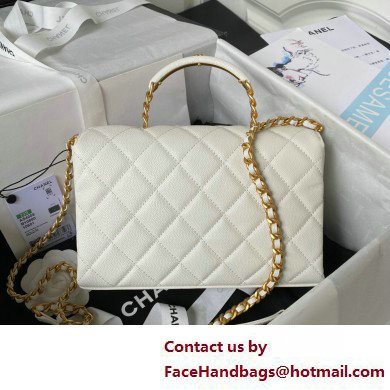 Chanel Grained Calfskin  &  Gold-Tone Metal Small Flap Bag with Top Handle AS4008 White 2025